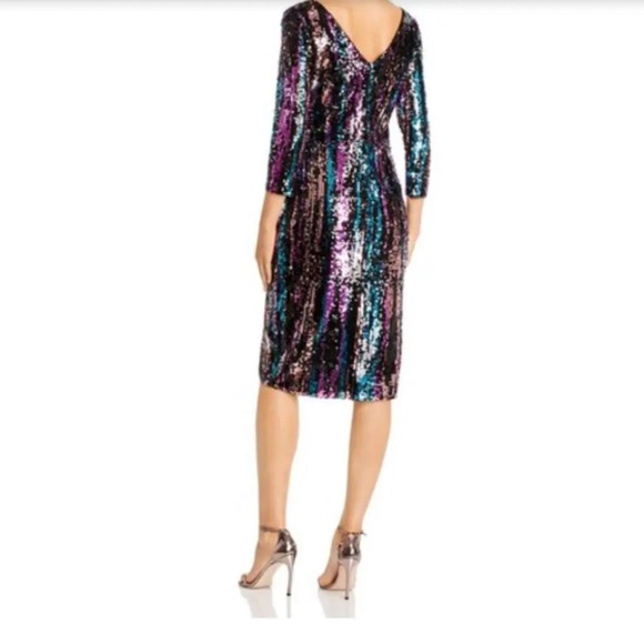 👗 NWT Midi DRESS | AQUA Sequin Faux Wrap COCKTAIL | Size XS & S | $60 +70%off! - Picture 6 of 8